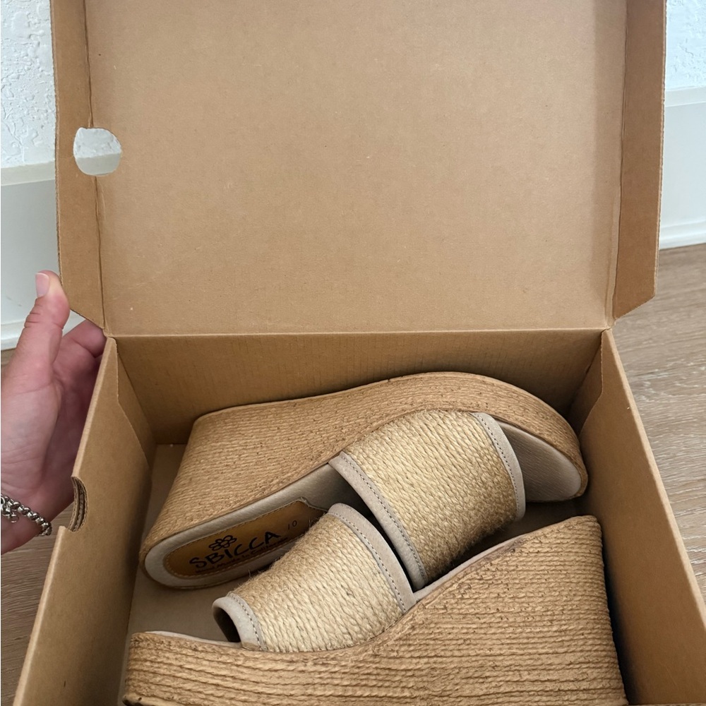 SBICCA Women's Tan Wedge Sandals